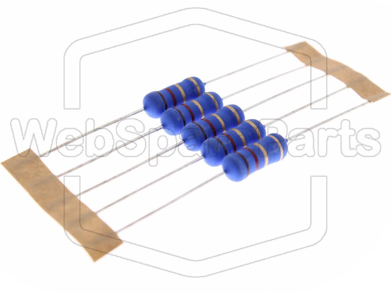 5x Metallic Film Resistance 1.2R 2W ±5% Ø5x12