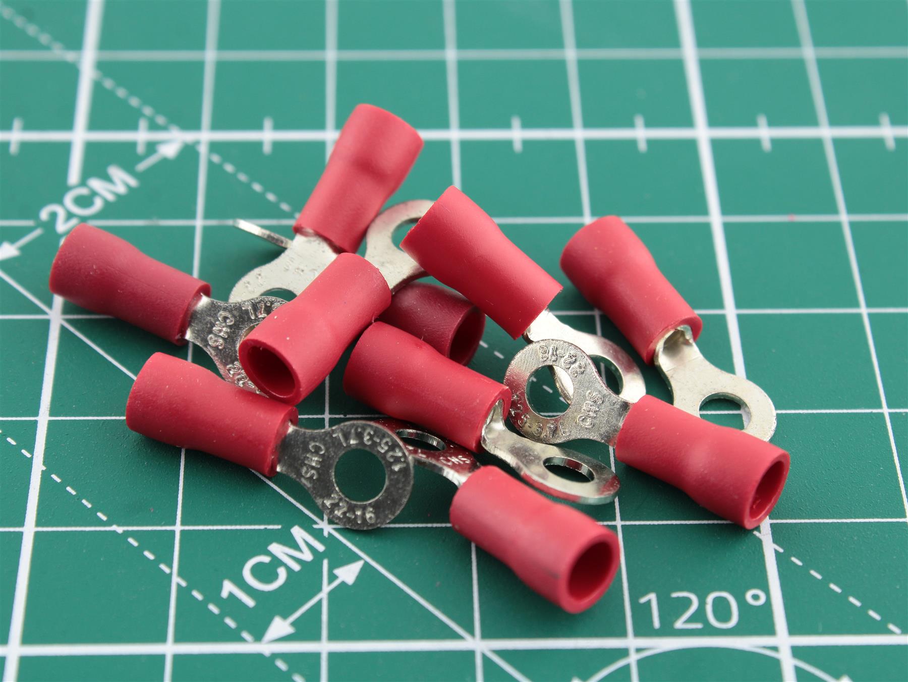 Ring Terminal Red Insulated (0.5–1.5 mm²) M3.7 Ø3.7 mm Pack of 10