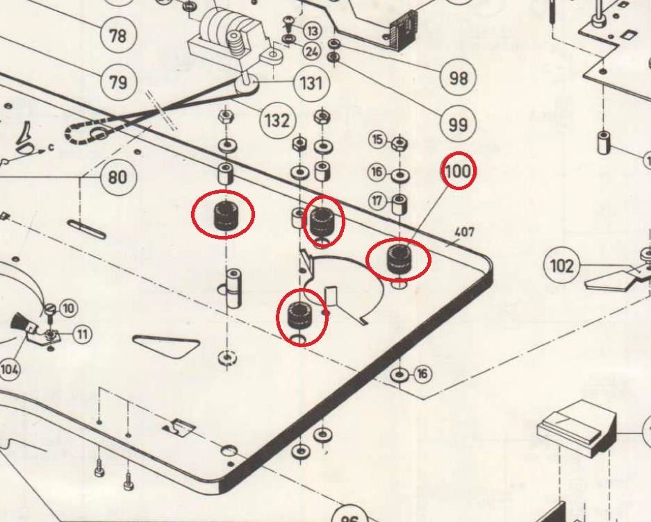 Philips N4302 Grommet Motor & Chassis for Reel to Reel [4 Pieces]