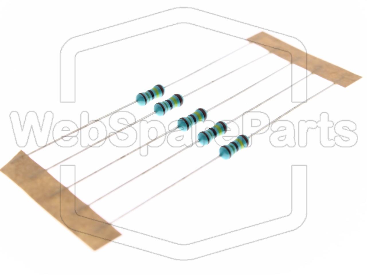 5x Metallic Film Resistance 1.5MR 0.6W ±1% Ø2.5x6.8mm