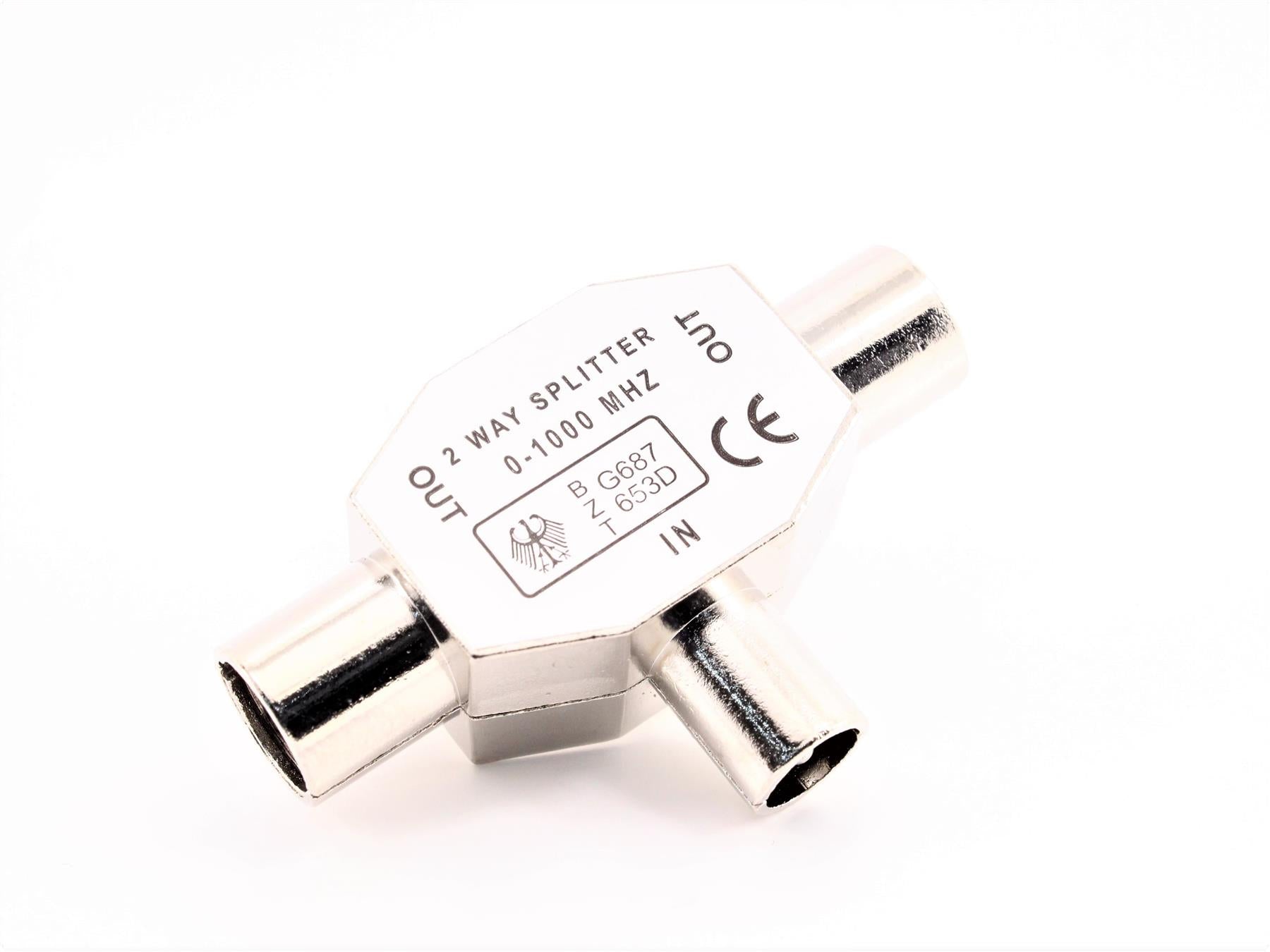 IEC TV Antenna T Splitter Adapter Male to 2× Female